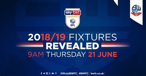 Bolton Wanderers Fixtures .